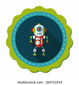 robot concept flat icon with long shadow,eps10