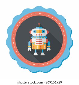 robot concept flat icon with long shadow,eps10