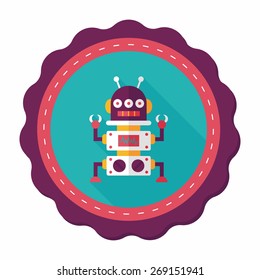 robot concept flat icon with long shadow,eps10