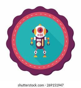 robot concept flat icon with long shadow,eps10