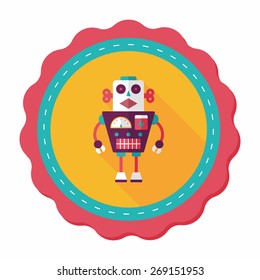 robot concept flat icon with long shadow,eps10