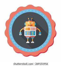 robot concept flat icon with long shadow,eps10