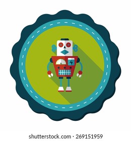 robot concept flat icon with long shadow,eps10