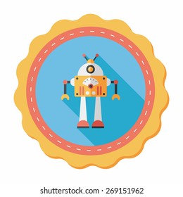 robot concept flat icon with long shadow,eps10