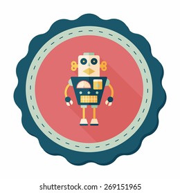 robot concept flat icon with long shadow,eps10