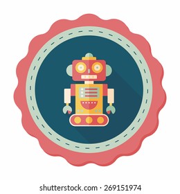 robot concept flat icon with long shadow,eps10