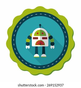 robot concept flat icon with long shadow,eps10
