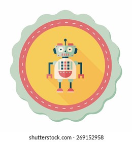 robot concept flat icon with long shadow,eps10