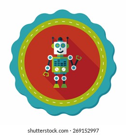 robot concept flat icon with long shadow,eps10