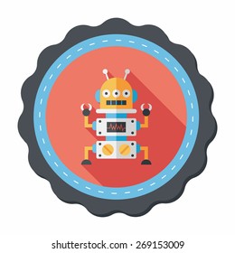 robot concept flat icon with long shadow,eps10