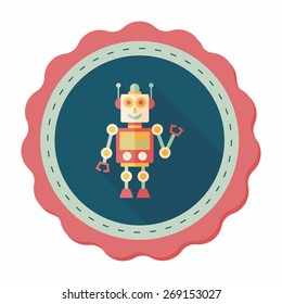 robot concept flat icon with long shadow,eps10