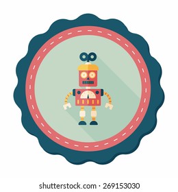 robot concept flat icon with long shadow,eps10