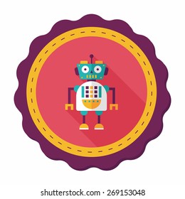 robot concept flat icon with long shadow,eps10