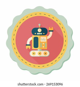 robot concept flat icon with long shadow,eps10