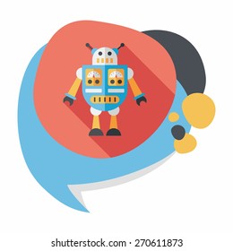robot concept flat icon with long shadow,eps10