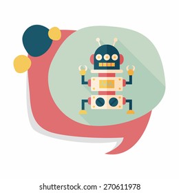 robot concept flat icon with long shadow,eps10