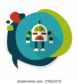robot concept flat icon with long shadow,eps10