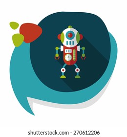 robot concept flat icon with long shadow,eps10