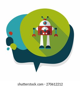 robot concept flat icon with long shadow,eps10
