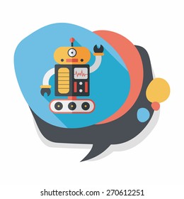 robot concept flat icon with long shadow,eps10