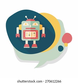 robot concept flat icon with long shadow,eps10