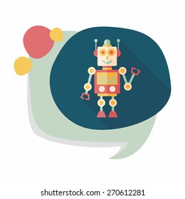 robot concept flat icon with long shadow,eps10