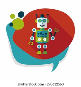 robot concept flat icon with long shadow,eps10