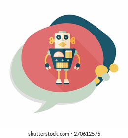 robot concept flat icon with long shadow,eps10