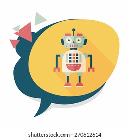 robot concept flat icon with long shadow,eps10