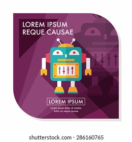 robot concept flat icon with long shadow, eps10