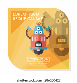 robot concept flat icon with long shadow,eps10