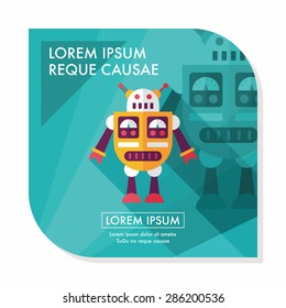 robot concept flat icon with long shadow,eps10