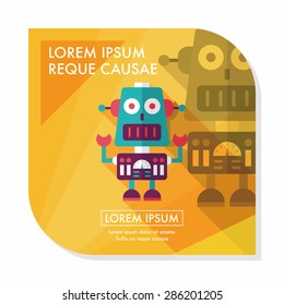 robot concept flat icon with long shadow,eps10