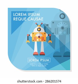 robot concept flat icon with long shadow,eps10