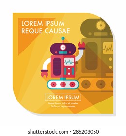 robot concept flat icon with long shadow,eps10