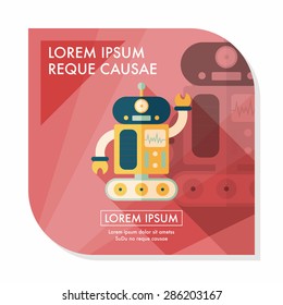 robot concept flat icon with long shadow,eps10