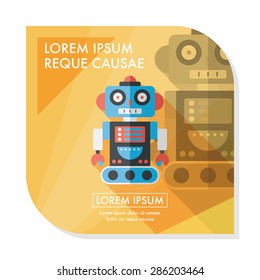 robot concept flat icon with long shadow,eps10