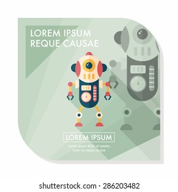 robot concept flat icon with long shadow,eps10