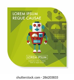 robot concept flat icon with long shadow,eps10