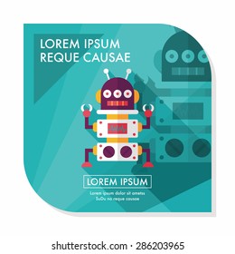 robot concept flat icon with long shadow,eps10