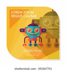 robot concept flat icon with long shadow,eps10