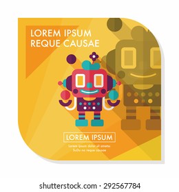 robot concept flat icon with long shadow,eps10