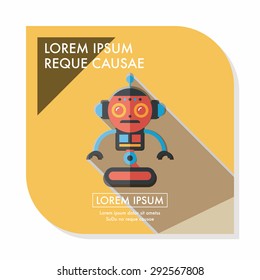 robot concept flat icon with long shadow,eps10