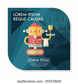 robot concept flat icon with long shadow,eps10