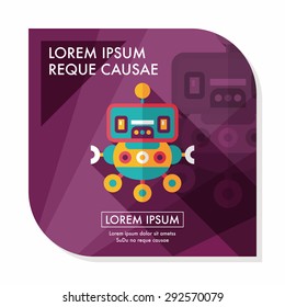 robot concept flat icon with long shadow,eps10