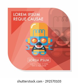 robot concept flat icon with long shadow,eps10