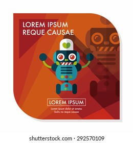 robot concept flat icon with long shadow,eps10