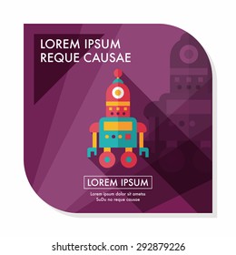 robot concept flat icon with long shadow,eps10