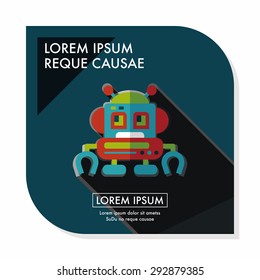 robot concept flat icon with long shadow,eps10