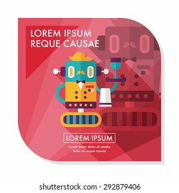 robot concept flat icon with long shadow,eps10